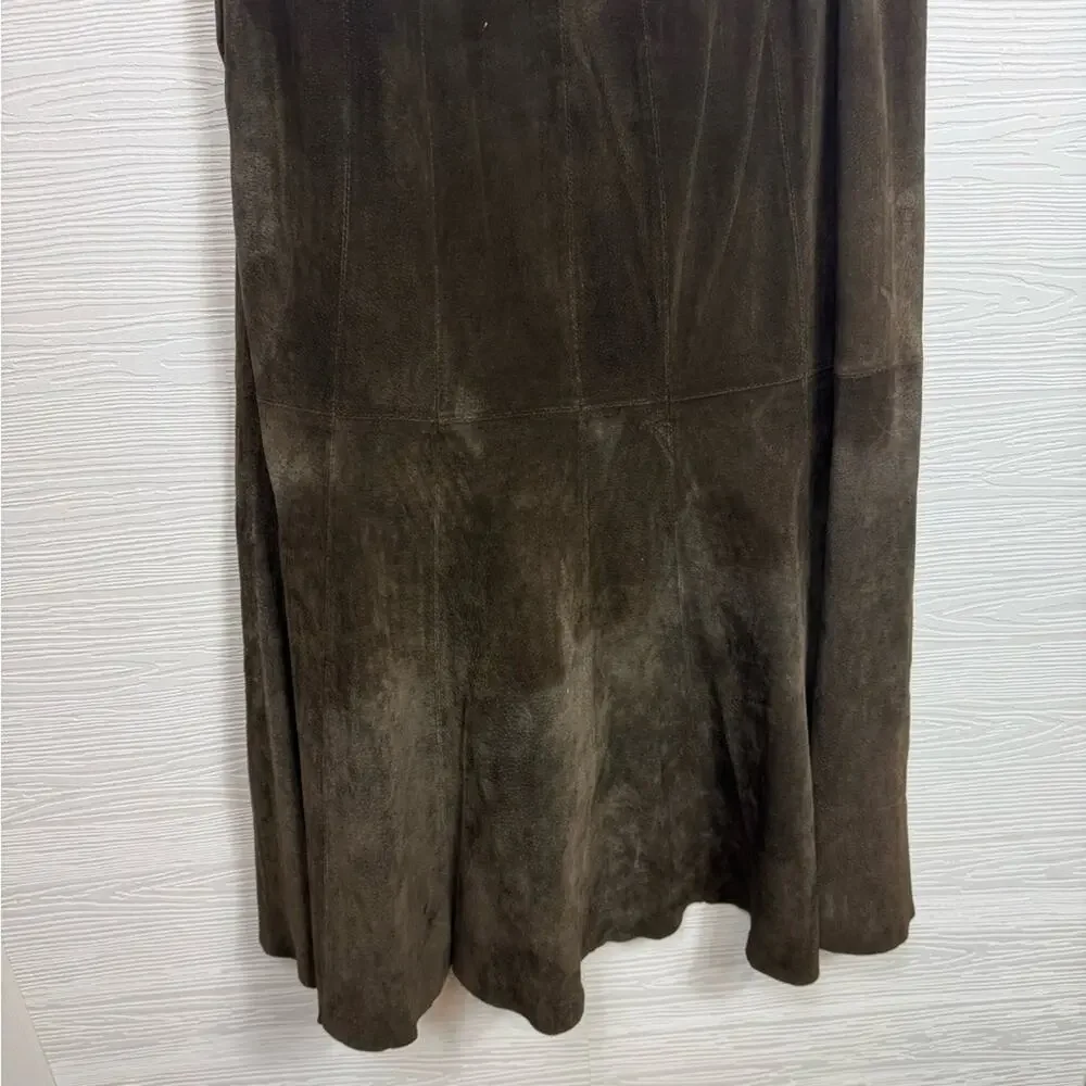 Prosper & Devine Vintage Brown Leather Maxi Skirt‎ Size 8